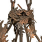 Meyda Lighting Greenbriar Oak 48" 11-Light Old Copper Pot Chandelier With Beige & Brown Stained Shade Glass
