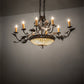 Meyda Lighting Greenbriar Oak 48" 11-Light Old Copper Pot Chandelier With Beige & Brown Stained Shade Glass