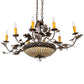 Meyda Lighting Greenbriar Oak 48" 11-Light Old Copper Pot Chandelier With Beige & Brown Stained Shade Glass
