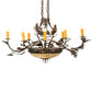 Meyda Lighting Greenbriar Oak 48" 11-Light Old Copper Pot Chandelier With Beige & Brown Stained Shade Glass