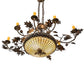 Meyda Lighting Greenbriar Oak 48" 11-Light Old Copper Pot Chandelier With Beige & Brown Stained Shade Glass