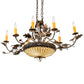 Meyda Lighting Greenbriar Oak 48" 11-Light Old Copper Pot Chandelier With Beige & Brown Stained Shade Glass