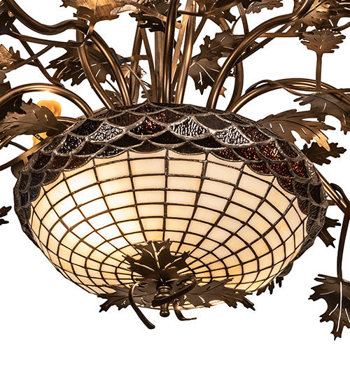 Meyda Lighting Greenbriar Oak 48" 12-Light Antique Copper Chandelier With Ivory Faux Candlelight
