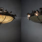 Meyda Lighting Greenbriar Oak 48" 16-Light Antique Copper Semi-flush Mount Light With Beige & Brown Stained Shade Glass