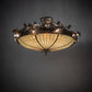Meyda Lighting Greenbriar Oak 48" 16-Light Antique Copper Semi-flush Mount Light With Beige & Brown Stained Shade Glass