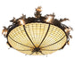 Meyda Lighting Greenbriar Oak 48" 16-Light Antique Copper Semi-flush Mount Light With Beige & Brown Stained Shade Glass
