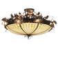 Meyda Lighting Greenbriar Oak 48" 16-Light Antique Copper Semi-flush Mount Light With Beige & Brown Stained Shade Glass