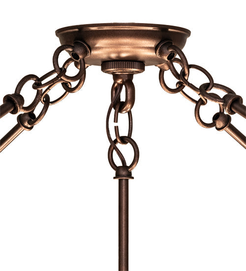 Meyda Lighting Greenbriar Oak 48" 6-Light Mahogany Bronze With Multi-Colored Stained Shade Glass