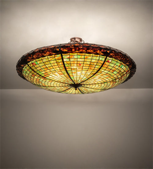 Meyda Lighting Greenbriar Oak 48" 6-Light Mahogany Bronze With Multi-Colored Stained Shade Glass
