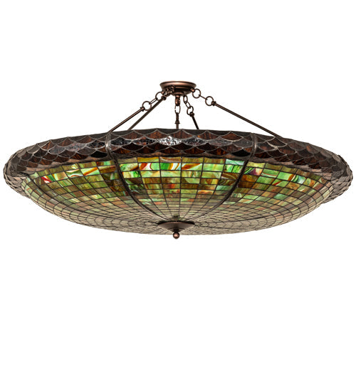 Meyda Lighting Greenbriar Oak 48" 6-Light Mahogany Bronze With Multi-Colored Stained Shade Glass