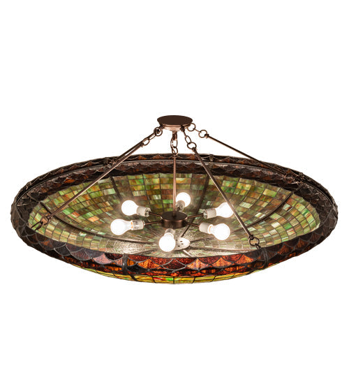 Meyda Lighting Greenbriar Oak 48" 6-Light Mahogany Bronze With Multi-Colored Stained Shade Glass