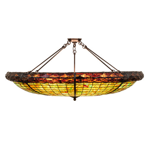 Meyda Lighting Greenbriar Oak 48" 6-Light Mahogany Bronze With Multi-Colored Stained Shade Glass