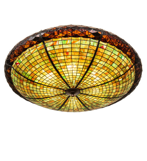 Meyda Lighting Greenbriar Oak 48" 6-Light Mahogany Bronze With Multi-Colored Stained Shade Glass