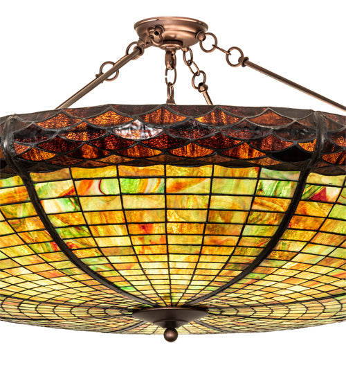 Meyda Lighting Greenbriar Oak 48" 6-Light Mahogany Bronze With Multi-Colored Stained Shade Glass