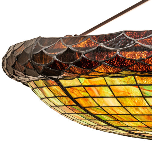 Meyda Lighting Greenbriar Oak 48" 6-Light Mahogany Bronze With Multi-Colored Stained Shade Glass