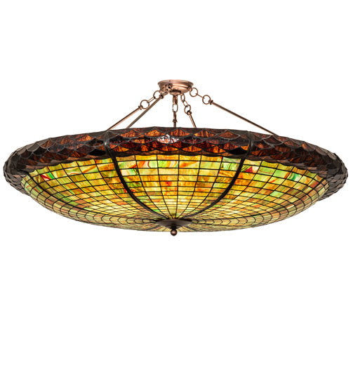 Meyda Lighting Greenbriar Oak 48" 6-Light Mahogany Bronze With Multi-Colored Stained Shade Glass