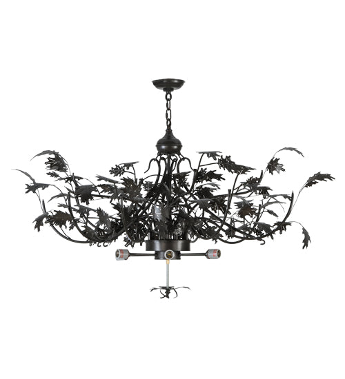 Meyda Lighting Greenbriar Oak 52" 6-Light Timeless Bronze Inverted Pendant Light With Multi-Colored Shade Glass