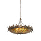 Meyda Lighting Greenbriar Oak 52" 8-Light Antique Copper Inverted Pendant Light With Multi-Colored Shade Glass