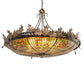 Meyda Lighting Greenbriar Oak 52" 8-Light Antique Copper Inverted Pendant Light With Multi-Colored Shade Glass