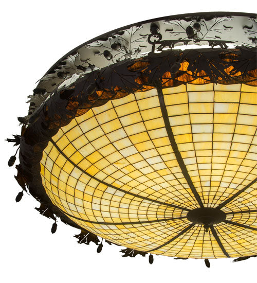 Meyda Lighting Greenbriar Oak 52" 8-Light Oil Rubbed Bronze Flush Mount Light With Brown & Beige Shade Glass
