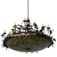 Meyda Lighting Greenbriar Oak 55" 18-Light Antique Copper Inverted Pendant Light With Multi-Colored Shade Glass