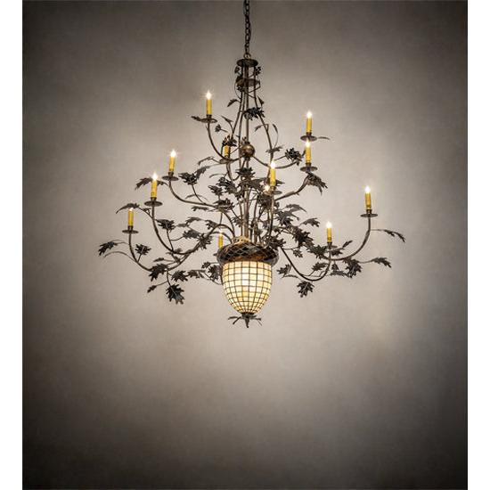 Meyda Lighting Greenbriar Oak 60" 12-Light Dark Burnished Antique Copper Chandelier