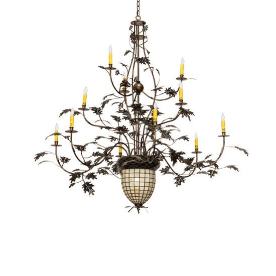 Meyda Lighting Greenbriar Oak 60" 12-Light Dark Burnished Antique Copper Chandelier