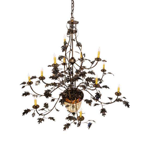 Meyda Lighting Greenbriar Oak 60" 12-Light Dark Burnished Antique Copper Chandelier