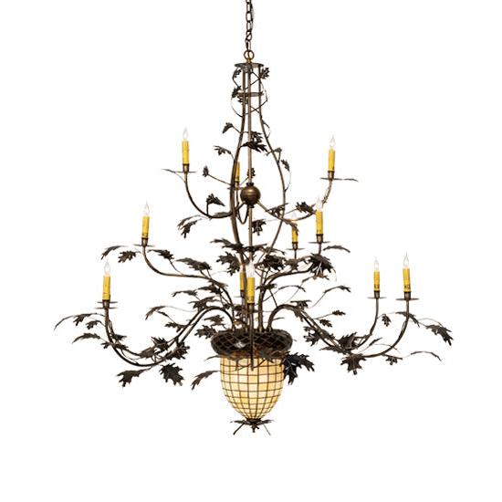 Meyda Lighting Greenbriar Oak 60" 12-Light Dark Burnished Antique Copper Chandelier