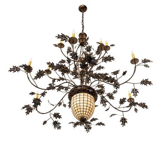 Meyda Lighting Greenbriar Oak 60" 12-Light Dark Burnished Antique Copper Chandelier