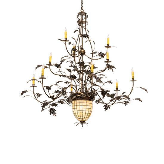 Meyda Lighting Greenbriar Oak 60" 12-Light Dark Burnished Antique Copper Chandelier