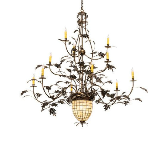 Meyda Lighting Greenbriar Oak 60" 12-Light Dark Burnished Antique Copper Chandelier