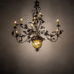 Meyda Lighting Greenbriar Oak 63" 11-Light 9-Arm Dark Burnished Antique Copper Chandelier With Multi-Colored Shade