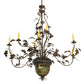 Meyda Lighting Greenbriar Oak 63" 11-Light 9-Arm Dark Burnished Antique Copper Chandelier With Multi-Colored Shade