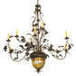 Meyda Lighting Greenbriar Oak 63" 11-Light 9-Arm Dark Burnished Antique Copper Chandelier With Multi-Colored Shade