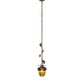 Meyda Lighting Greenbriar Oak 7" Antique Copper Mini Pendant Light With Multi-Colored Shade Glass