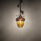 Meyda Lighting Greenbriar Oak 7" Antique Copper Mini Pendant Light With Multi-Colored Shade Glass