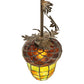 Meyda Lighting Greenbriar Oak 7" Antique Copper Mini Pendant Light With Multi-Colored Shade Glass