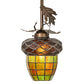 Meyda Lighting Greenbriar Oak 7" Antique Copper Mini Pendant Light With Multi-Colored Shade Glass