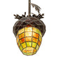 Meyda Lighting Greenbriar Oak 7" Antique Copper Mini Pendant Light With Multi-Colored Shade Glass