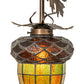 Meyda Lighting Greenbriar Oak 7" Antique Copper Mini Pendant Light With Multi-Colored Shade Glass