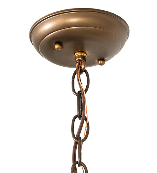 Meyda Lighting Greenbriar Oak 7" Antique Copper Mini Pendant Light With Multi-Colored Shade Glass