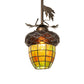 Meyda Lighting Greenbriar Oak 7" Antique Copper Mini Pendant Light With Multi-Colored Shade Glass