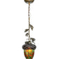 Meyda Lighting Greenbriar Oak 7" Antique Copper Mini Pendant Light With Stained Shade Glass