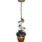 Meyda Lighting Greenbriar Oak 7" Antique Copper Mini Pendant Light With Stained Shade Glass