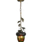 Meyda Lighting Greenbriar Oak 7" Antique Copper Mini Pendant Light With Stained Shade Glass