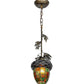 Meyda Lighting Greenbriar Oak 7" Antique Copper Mini Pendant Light With Stained Shade Glass
