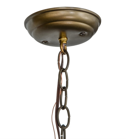 Meyda Lighting Greenbriar Oak 7" Antique Copper Mini Pendant Light With Stained Shade Glass