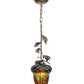 Meyda Lighting Greenbriar Oak 7" Antique Copper Mini Pendant Light With Stained Shade Glass