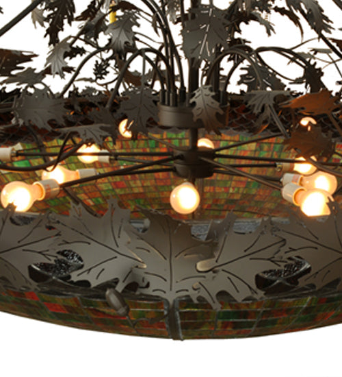 Meyda Lighting Greenbriar Oak 72" 12-Light Oil Rubbed Bronze Chandelier With Multi-Colored Shade Glass